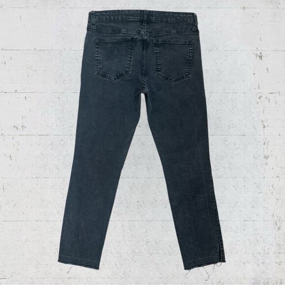 Free People We The Free Raw Edge Split Hem Black Skinny Jeans Size 30 - Picture 5 of 12